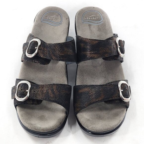 DANSKO Sophie Metallic Python 2-Strap Sandal Slide Platform - Picture 3 of 6